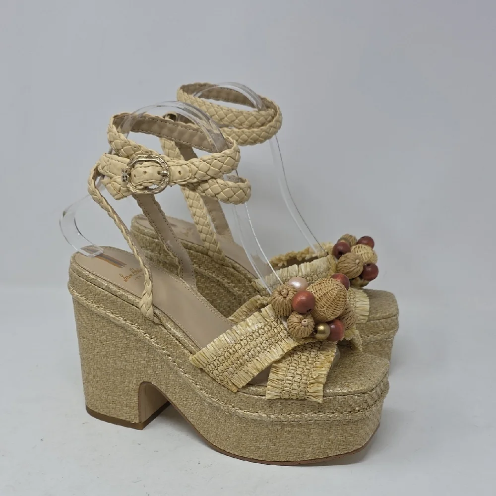 San Edelman Tate Tan Platform Ankle Strap Sandals Size 7